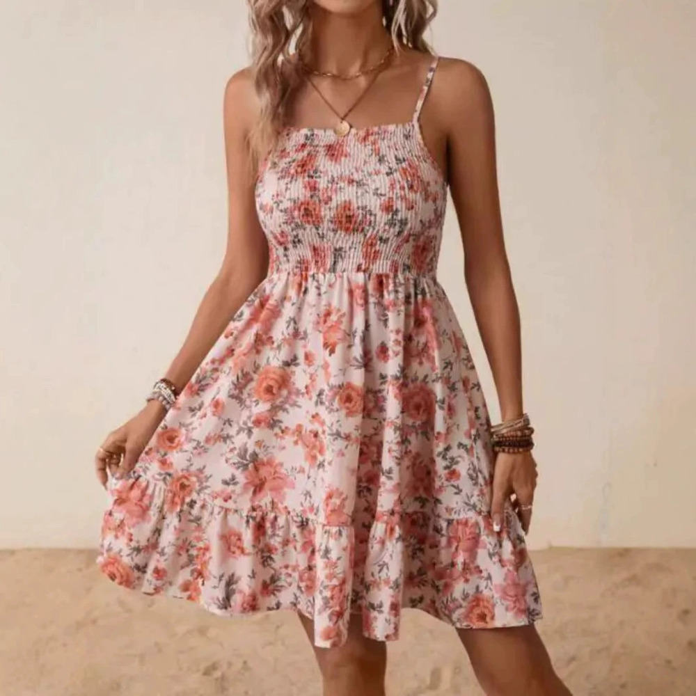 Forever 21 Women's Floral Print Off-Shoulder Strappy Dress Spring Summer